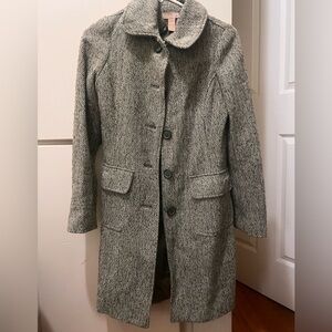 Forever 21 Green and White Herringbone Trench Coat